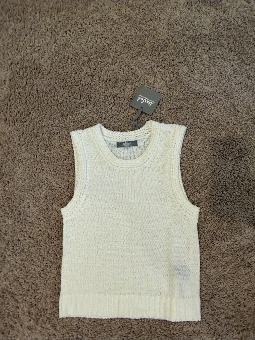 Marled Cream Sleeveless Knit Tank